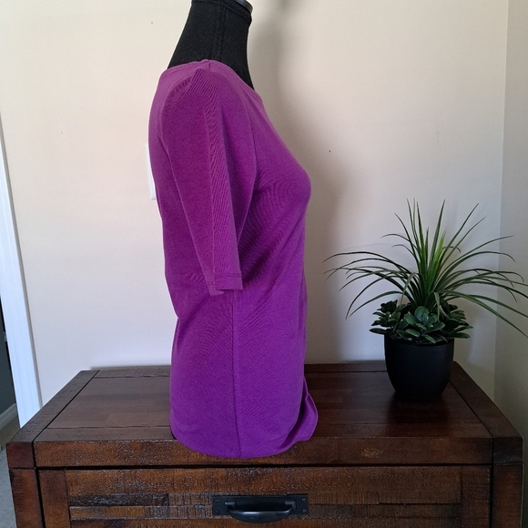 NWT Ellen Tracy Short Sleeved Tee Purple Women's Small Elbow Sleeve Boatneck - Picture 4 of 10